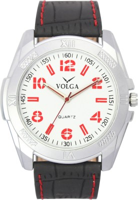 Volga White Round Dial Black Strap Fancy & Stylish Analog Watch  - For Men   Watches  (Volga)