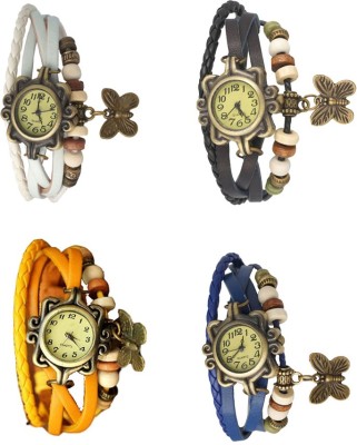 NS18 Vintage Butterfly Rakhi Combo of 4 White, Yellow, Black And Blue Analog Watch  - For Women   Watches  (NS18)
