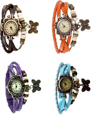 NS18 Vintage Butterfly Rakhi Combo of 4 Brown, Purple, Orange And Sky Blue Watch  - For Women   Watches  (NS18)