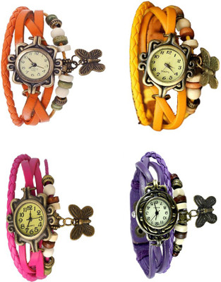

Kissu Vintage Rakhi Combo of 4 Orange, Pink, Yellow And Purple Watch - For Women