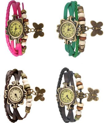 

Kissu Vintage Rakhi Combo of 4 Pink, Brown, Green And Black Watch - For Women