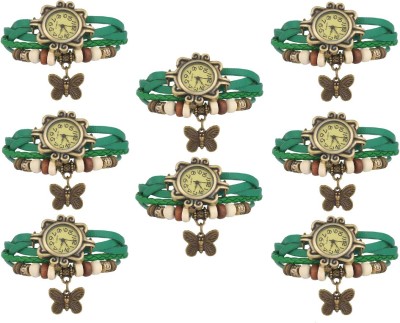 NS18 Vintage Butterfly Rakhi Combo of 8 Green Analog Watch  - For Women   Watches  (NS18)