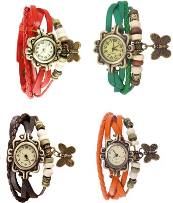 NS18 Vintage Butterfly Rakhi Combo of 4 Red, Brown, Green And Orange Analog Watch  - For Women   Watches  (NS18)