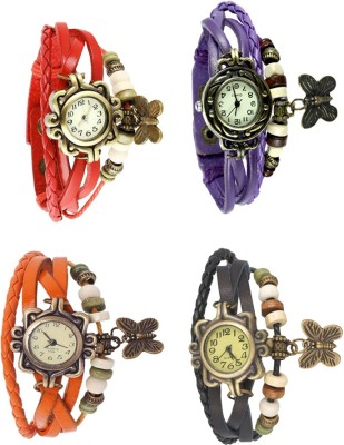 NS18 Vintage Butterfly Rakhi Combo of 4 Red, Orange, Purple And Black Analog Watch  - For Women   Watches  (NS18)