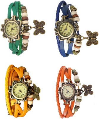 NS18 Vintage Butterfly Rakhi Combo of 4 Green, Yellow, Blue And Orange Analog Watch  - For Women   Watches  (NS18)