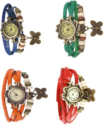 NS18 Vintage Butterfly Rakhi Combo of 4 Blue, Orange, Green And Red Analog Watch  - For Women   Watches  (NS18)