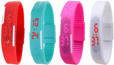 

Kissu Led Magnet Band Combo of 4 Red, Sky Blue, Pink And White Watch - For Men & Women