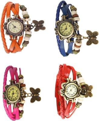 NS18 Vintage Butterfly Rakhi Combo of 4 Orange, Pink, Blue And Red Analog Watch  - For Women   Watches  (NS18)