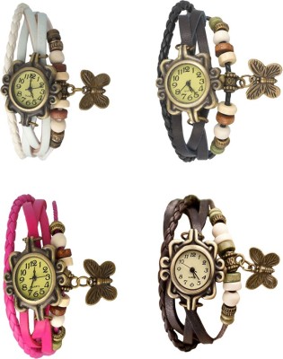 NS18 Vintage Butterfly Rakhi Combo of 4 White, Pink, Black And Brown Analog Watch  - For Women   Watches  (NS18)