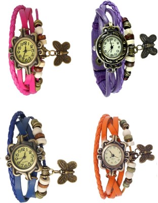 NS18 Vintage Butterfly Rakhi Combo of 4 Pink, Blue, Purple And Orange Analog Watch  - For Women   Watches  (NS18)