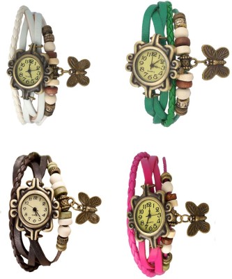NS18 Vintage Butterfly Rakhi Combo of 4 White, Brown, Green And Pink Analog Watch  - For Women   Watches  (NS18)