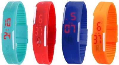 NS18 Silicone Led Magnet Band Combo of 4 Sky Blue, Red, Blue And Orange Digital Watch  - For Boys & Girls   Watches  (NS18)
