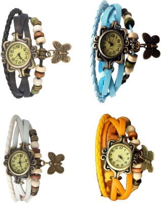 NS18 Vintage Butterfly Rakhi Combo of 4 Black, White, Sky Blue And Yellow Analog Watch  - For Women   Watches  (NS18)
