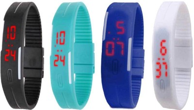 NS18 Silicone Led Magnet Band Combo of 4 Black, Sky Blue, Blue And White Digital Watch  - For Boys & Girls   Watches  (NS18)