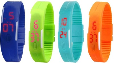 NS18 Silicone Led Magnet Band Combo of 4 Blue, Green, Sky Blue And Orange Digital Watch  - For Boys & Girls   Watches  (NS18)