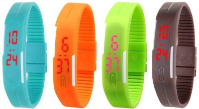 NS18 Silicone Led Magnet Band Combo of 4 Sky Blue, Orange, Green And Brown Digital Watch  - For Boys & Girls   Watches  (NS18)