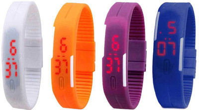 

Kissu Led Magnet Band Combo of 4 White, Orange, Purple And Blue Watch - For Men & Women