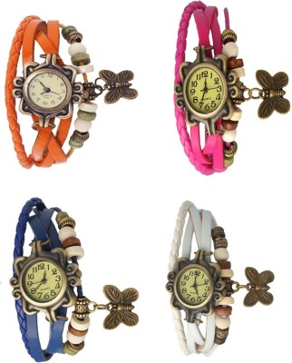 NS18 Vintage Butterfly Rakhi Combo of 4 Orange, Blue, Pink And White Analog Watch  - For Women   Watches  (NS18)