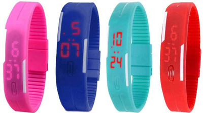 

Kissu Led Magnet Band Combo of 4 Pink, Blue, Sky Blue And Red Watch - For Men & Women