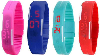 NS18 Silicone Led Magnet Band Watch Combo of 4 Pink, Blue, Sky Blue And Red Digital Watch  - For Couple   Watches  (NS18)