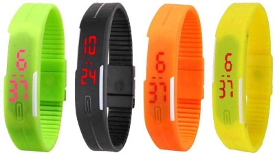 NS18 Silicone Led Magnet Band Combo of 4 Green, Black, Orange And Yellow Digital Watch  - For Boys & Girls   Watches  (NS18)
