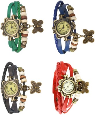 NS18 Vintage Butterfly Rakhi Combo of 4 Green, Black, Blue And Red Analog Watch  - For Women   Watches  (NS18)