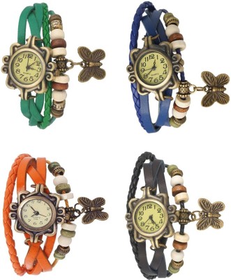 NS18 Vintage Butterfly Rakhi Combo of 4 Green, Orange, Blue And Black Analog Watch  - For Women   Watches  (NS18)