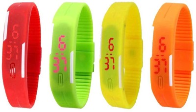 NS18 Silicone Led Magnet Band Combo of 4 Red, Green, Yellow And Orange Digital Watch  - For Boys & Girls   Watches  (NS18)