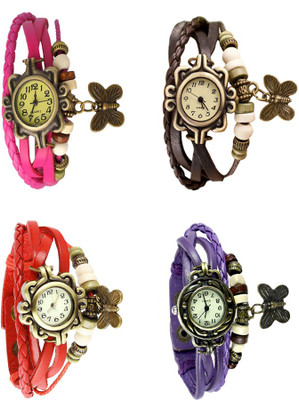 

NS18 Vintage Butterfly Rakhi Combo of 4 Pink, Red, Brown And Purple Watch - For Women