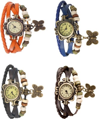 NS18 Vintage Butterfly Rakhi Combo of 4 Orange, Black, Blue And Brown Analog Watch  - For Women   Watches  (NS18)