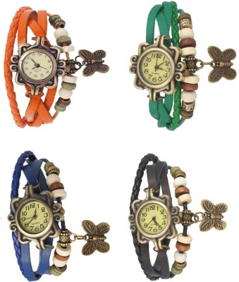 NS18 Vintage Butterfly Rakhi Combo of 4 Orange, Blue, Green And Black Analog Watch  - For Women   Watches  (NS18)