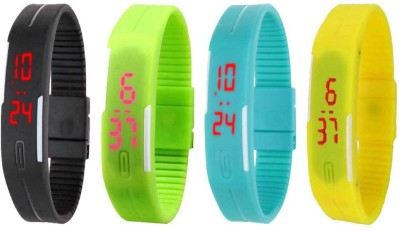 NS18 Silicone Led Magnet Band Combo of 4 Black, Green, Sky Blue And Yellow Digital Watch  - For Boys & Girls   Watches  (NS18)