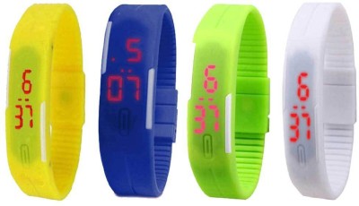 NS18 Silicone Led Magnet Band Combo of 4 Yellow, Blue, Green And White Digital Watch  - For Boys & Girls   Watches  (NS18)