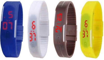 NS18 Silicone Led Magnet Band Combo of 4 Blue, White, Brown And Yellow Digital Watch  - For Boys & Girls   Watches  (NS18)