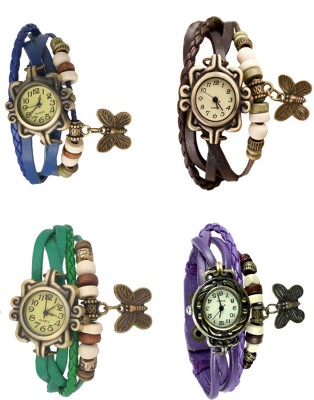 NS18 Vintage Butterfly Rakhi Combo of 4 Blue, Green, Brown And Purple Analog Watch  - For Women   Watches  (NS18)