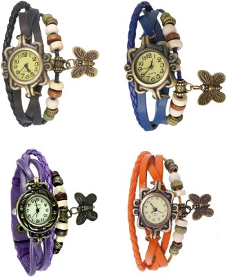 NS18 Vintage Butterfly Rakhi Combo of 4 Black, Purple, Blue And Orange Analog Watch  - For Women   Watches  (NS18)