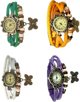 NS18 Vintage Butterfly Rakhi Combo of 4 Green, White, Yellow And Purple Analog Watch  - For Women   Watches  (NS18)