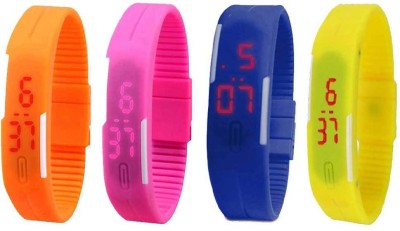 NS18 Silicone Led Magnet Band Combo of 4 Orange, Pink, Blue And Yellow Digital Watch  - For Boys & Girls   Watches  (NS18)