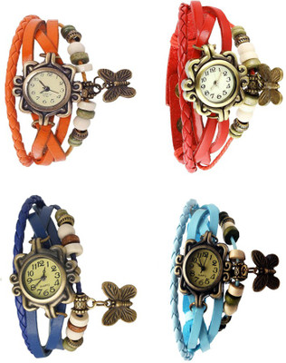 

NS18 Vintage Butterfly Rakhi Combo of 4 Orange, Blue, Red And Sky Blue Watch - For Women