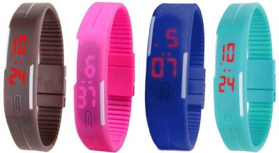 NS18 Silicone Led Magnet Band Watch Combo of 4 Brown, Pink, Blue And Sky Blue Digital Watch  - For Couple   Watches  (NS18)