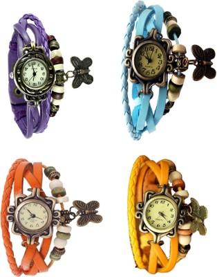 NS18 Vintage Butterfly Rakhi Combo of 4 Purple, Orange, Sky Blue And Yellow Analog Watch  - For Women   Watches  (NS18)