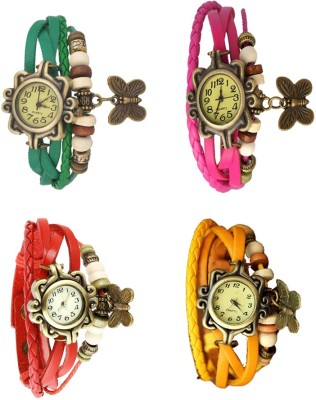 NS18 Vintage Butterfly Rakhi Combo of 4 Green, Red, Pink And Yellow Analog Watch  - For Women   Watches  (NS18)