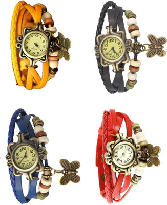 

Kissu Vintage Rakhi Combo of 4 Yellow, Blue, Black And Red Watch - For Women