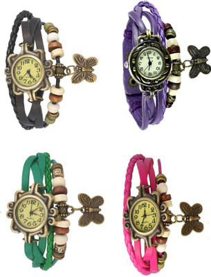 

Kissu Vintage Rakhi Combo of 4 Black, Green, Purple And Pink Watch - For Women