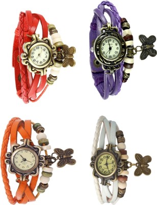 NS18 Vintage Butterfly Rakhi Combo of 4 Red, Orange, Purple And White Analog Watch  - For Women   Watches  (NS18)