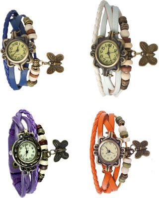 NS18 Vintage Butterfly Rakhi Combo of 4 Blue, Purple, White And Orange Analog Watch  - For Women   Watches  (NS18)