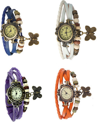 

Kissu Vintage Rakhi Combo of 4 Blue, Purple, White And Orange Watch - For Women