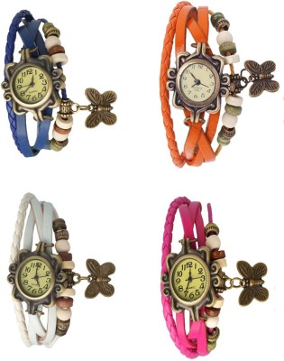 NS18 Vintage Butterfly Rakhi Combo of 4 Blue, White, Orange And Pink Analog Watch  - For Women   Watches  (NS18)