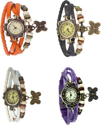 NS18 Vintage Butterfly Rakhi Combo of 4 Orange, White, Black And Purple Analog Watch  - For Women   Watches  (NS18)