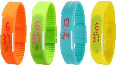 NS18 Silicone Led Magnet Band Combo of 4 Orange, Green, Sky Blue And Yellow Digital Watch  - For Boys & Girls   Watches  (NS18)